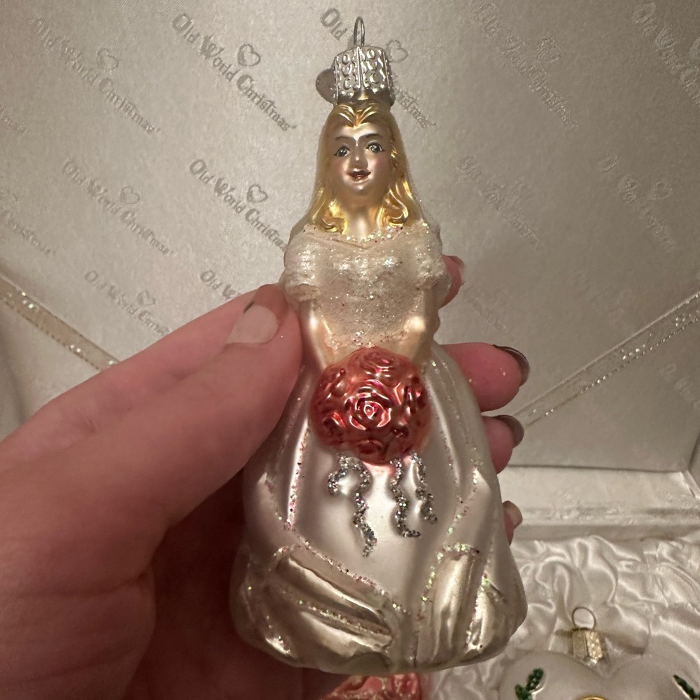 Old World Christmas Wedding Collection Full Set Glass Tree Ornaments 4.25 inch - Picture 10 of 11
